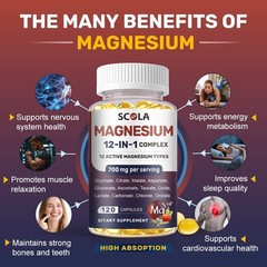 Magnesium 12 in 1 Complex – Magnesium Glycinate Citrate Malate Aspartate Taurate