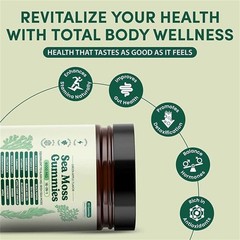 16 in 1 Organic Sea Moss Gummy | Irishmoss Extract 6000Mg | Green Apple Flavor