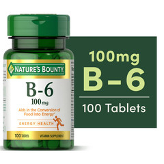 Nature’s Bounty Vitamin B-6 Tablets, 100 Mg, 100 Ct