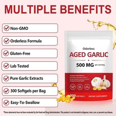 Aged Garlic Extract Odorless Energy 300 Softgels Ajo Envejecido Ajo Sin Olor