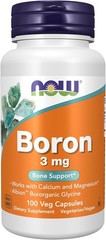 NOW Supplements, Boron 3 Mg Bororganic Glycine, 100 Veg Capsules