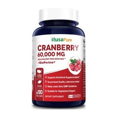NusaPure Cranberry 60,000 mg 180 Veg Caps | with 2.5 mg Bioperine | Non-GMO