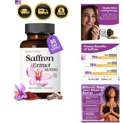 Saffron Supplements 88.5MG | 90 Capsules, Happy Saffron Extract for Mood Ene…