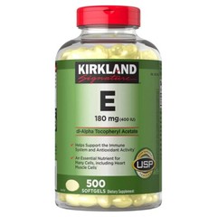 Vitamin E, Kirkland Signature Vitamin E 180 mg(400 IU) 500 Softgels EXP 01/27