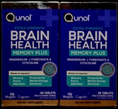 2X – Qunol Extra Strength Brain Health Memory Plus 60 Tablets Each – EXP 02/2027