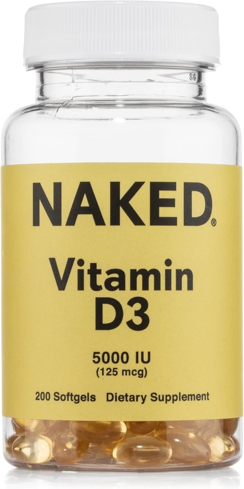 Naked High Potency Vitamin D3 5000 iu 125mcg 200 Softgels