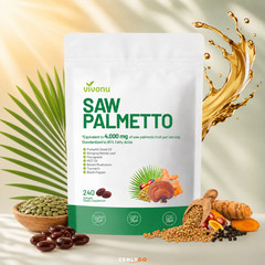 VivoNu Saw Palmetto & Pumpkin Seed Oil 240 Capsules Immune Support Bag