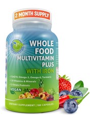 Vegan Whole Food Daily Multivitamin with Iron, Methylated Multivitamin for Wo…