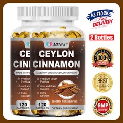 Organic 1800mg Ceylon Cinnamon 240 Capsules Highest Potency Blood Sugar Support