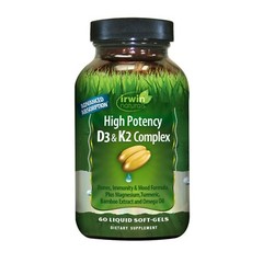 Irwin Naturals High Potency D3 & K2 Complex for Healthy Bones, 60 Liquid Softgel