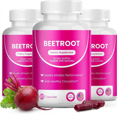 3X Rosabella Organic Beet Root 60 Capsules Natural Energy Boost Blood Pressure