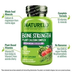 NATURELO Calcium Supplement – with Vitamin C, 120 Count (Pack of 1)