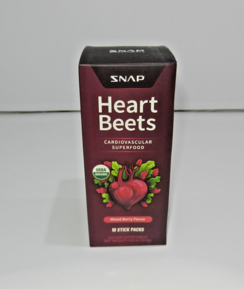 NIB Snap Supplements Heart Beets Mixed Berry 10 Stick Packs Powder EXP 10/26