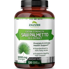 Zazzee Extra Strength Saw Palmetto 201 Extract 6000 mg Strength 40% Fatty Aci…
