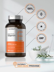 Vitamin E 400 iu | 268mg | 300 Softgels | Non-GMO | by Horbaach