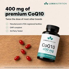 Luma Nutrition CoQ10 400mg Softgel Supplement – 60 Liquid Softgels