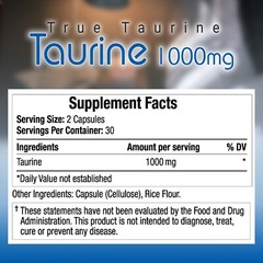 TrueMed Taurine 1000 Mg Supplement 60 Capsules