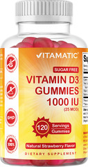 Vitamatic Sugar Free Vitamin D3 – 120 Pectin Based Gummies (1000 IU)