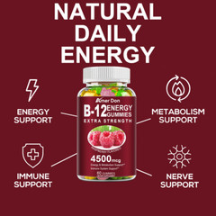 Vitamin B12 Energy Supplement 60 Gummies – Extra Strength Suport Immunity Energy