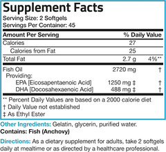 Bronson Omega 3 Fish Oil Triple Strength 2720mg, EPA 1250mg DHA 488mg, Softgels