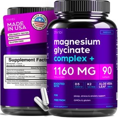 Magnesium Glycinate Complex w/ D3 K2 Muscle Support Magnesio Relajación 90 Caps