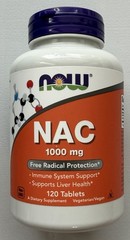 NOW Foods Supplements, NAC (N-Acetyl-Cysteine) 1,000 mg, 120 Tablets