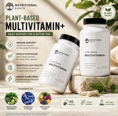 Nutritional Roots Multivitamin+ Plant Based Vegan 90 Capsules Probiotics 2 Pack