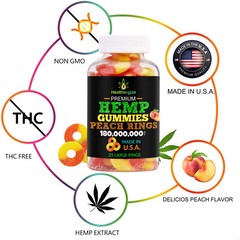 Natural Gummies-Gummy Bears And Peach-Stress, Sleep, Anxiety Pain-USA MADE-2Pack