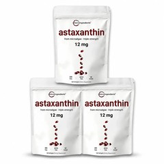 3 Pack Astaxanthin 12mg, 120 Softgels, 4 Month Supply NEW