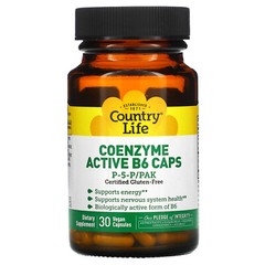 Country Life Coenzyme Active B6 Caps P-5-P PAK 30 Veggie Caps Gluten-Free, GMP