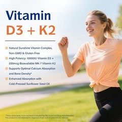 Innate Vitality Vitamin D3 K2 10000 IU 60 Softgels Non-GMO Gluten Free