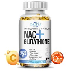 Daitea NAC + Glutathione Supplement , Supports Liver & Skin Health,120 Capsules