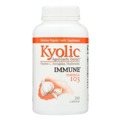 Kyolic Aged Garlic Extract Immune Formula I03 Capsules Dietary Supplement 200 ct