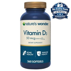 Vitamin D3 2000 IU (50 mcg) Softgels – 360 Count – Gluten Free – 360 Day Supply