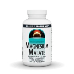 Source Naturals Magnesium Malate, Supports Muscles and 200 Count (Pack of 1)