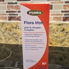 Flora Iron + B-Vitamin Complex Liquid Energy Support, Vegan Orange 8.1 fl oz