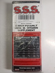 S.S.S.Tonic Iron With Vitamin B Supplement Liquid/ 10 OZ Exp. 9/30/2028