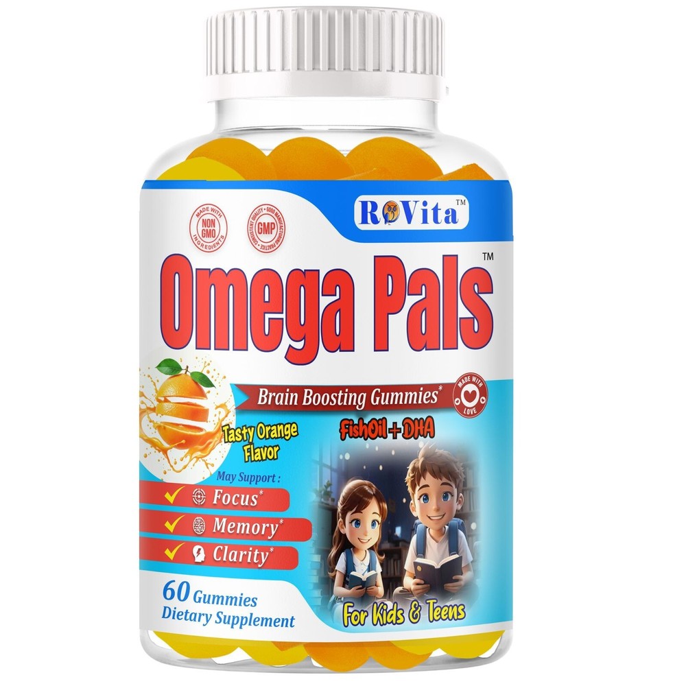Kids Omega 3 6 9 + DHA Gummies – Brain Booster Focus, Memory & Clarity – 60Gummy
