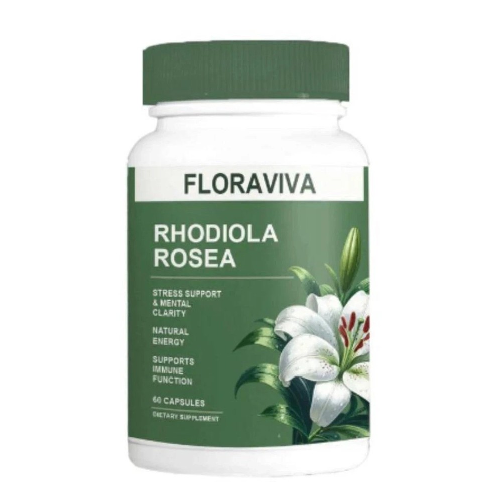 Floraviva Rhodiola Rosea 60ct Non-GMO Stress Energy Immune Support Capsules