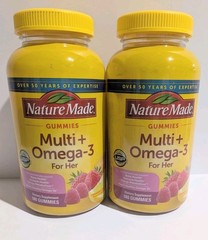 Lot Of 2 Nature Made Multi for Her Omega 180 Count Total 360 Gummies Nov Dec 26