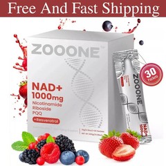 NR1000 ZOOONE NAD+ Drink Mix – Berry Flavor, Energy & Skin Support, 30 Pack