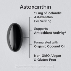 Triple Strength Vegan Astaxanthin from Algae – Non-GMO w/ Coconut Oil – 60 Count