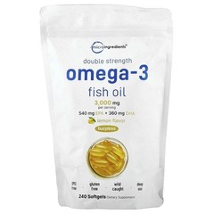 Double Strength, Omega-3 Fish Oil, Lemon, 240 Softgels (1,000 mg per Softgels)