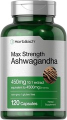 Horbäach Ashwagandha Supplement | Max Strength | 120 Capsules | Non-GMO, Gluten