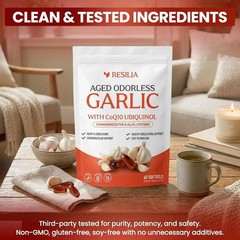 Resilia Aged Garlic Extract 600mg Softgels CoQ10 Ubiquinol Heart Immune 60ct