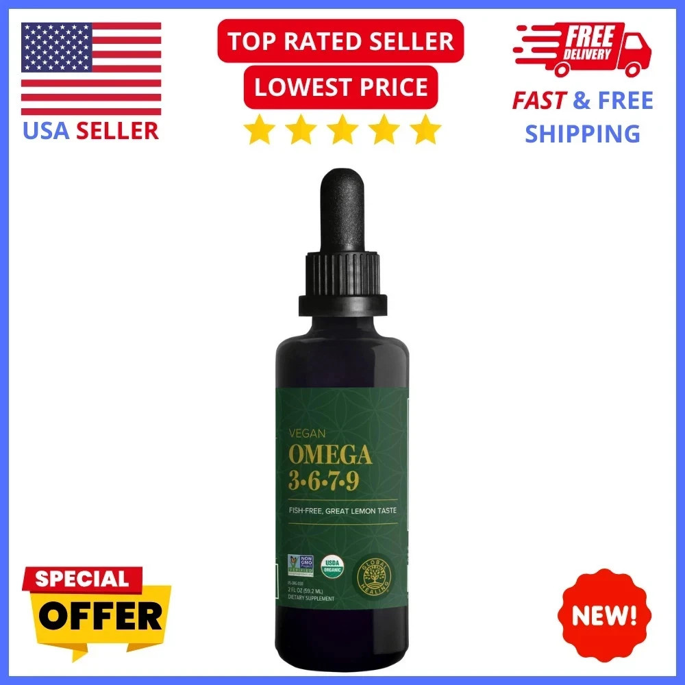 Global Healing Organic Omega 3 6 9 7 Fish-Free Non-GMO Seaberry Flaxseed Oil 2oz