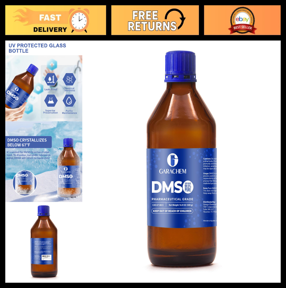 99.9% Pure DMSO Liquid – Pharmaceutical Grade Dimethyl Sulfoxide 16.9 OZ, Low Od