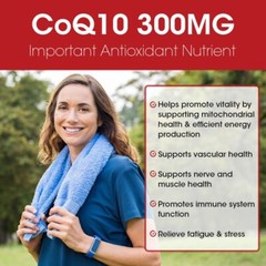 CoQ10 Coenzyme Q-10 Coenzyme 300mg Capsules BIOPERINE Antioxidant Heart Energy
