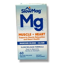 SlowMag Mg Muscle + Heart Dietary Supplement -60 Delayed-Release Tablets- New