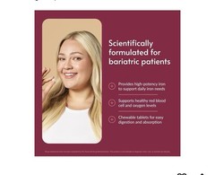 2 Bariatric Advantage Chewable Iron 60mg Vitamin C Gastric Surgery 90 Ct Lem Lim